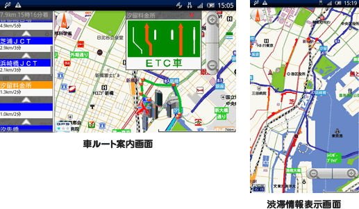 ルート案内・VICSによるリアルタイム渋滞情報